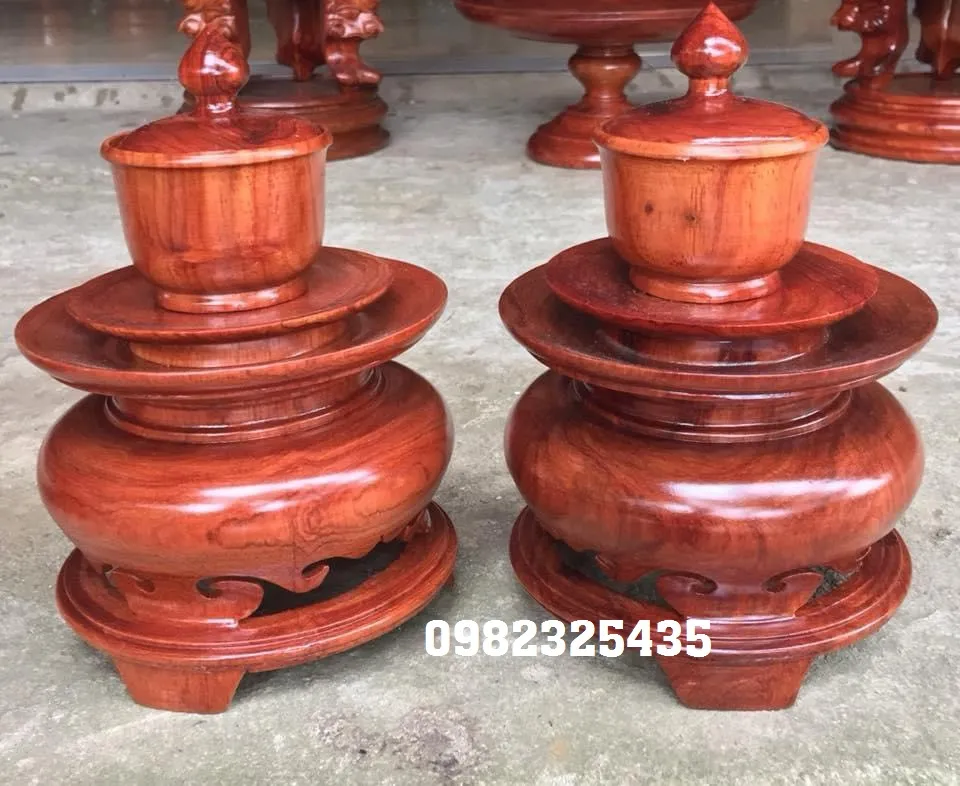 cặp choé, hũ vàng hũ bạc gỗ