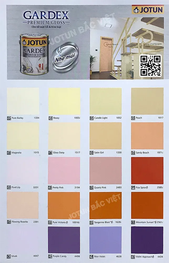 Bảng màu sơn gỗ Jotun với các tông màu rực rỡ