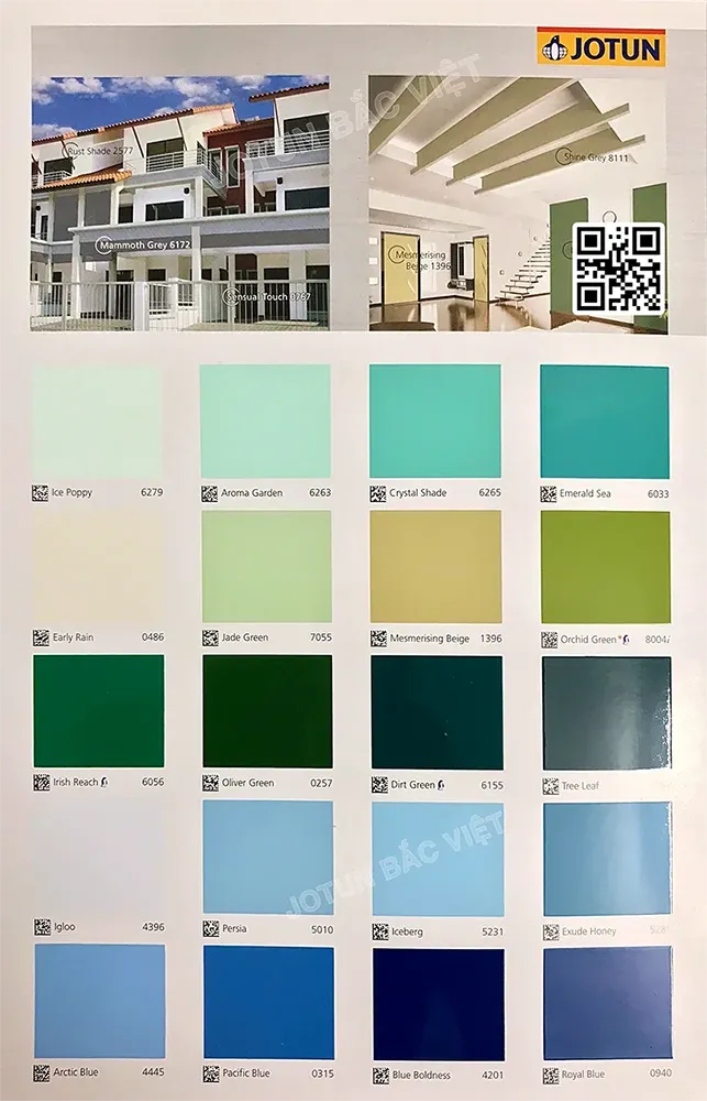 Bảng màu sơn cửa gỗ Jotun tông màu pastel nhẹ nhàng