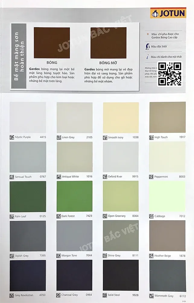 Bảng màu sơn phủ gỗ Jotun với các sắc thái đậm