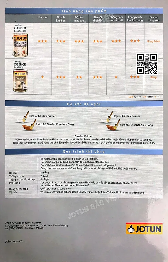 Bảng màu sơn gỗ Jotun đa sắc màu cho trang trí