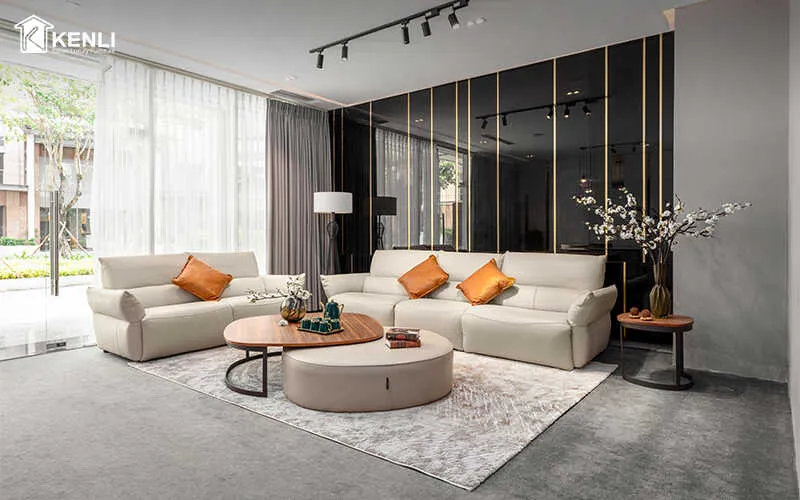 Ghế sofa da cao cấp có thiết kế tinh tế và đường may sắc sảo