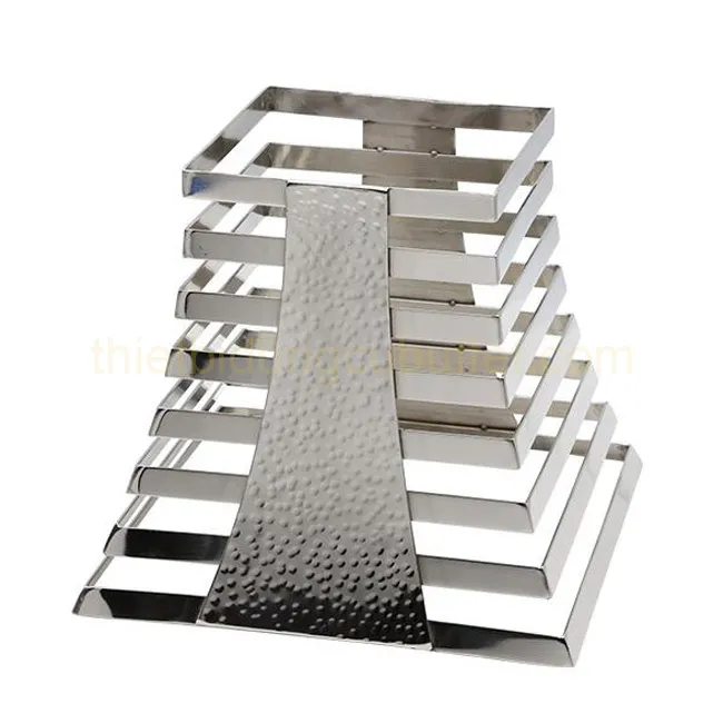 Chân kê đĩa trang trí inox hình trụ 8 ngăn CD8T-228 - Thiết kế hiện đại, chất liệu inox 304 bền bỉ