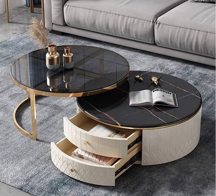 Sơ đồ bố trí bàn trà tròn trong phòng khách