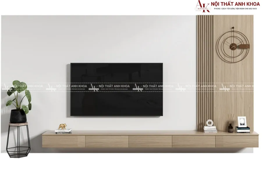 Chiều rộng kệ tivi phòng khách luôn lớn hơn chiều rộng tivi