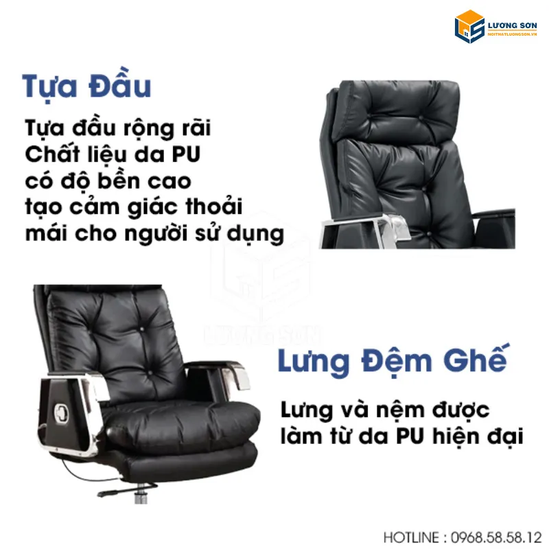 Alt text: Ghế giám đốc có thiết kế công thái học mang đến sự thoải mái tối đa khi ngồi