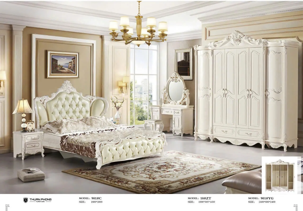 Combo Giường Tủ Bàn Trang Điểm Tân Cổ Điển Nhập Khẩu TP-901
