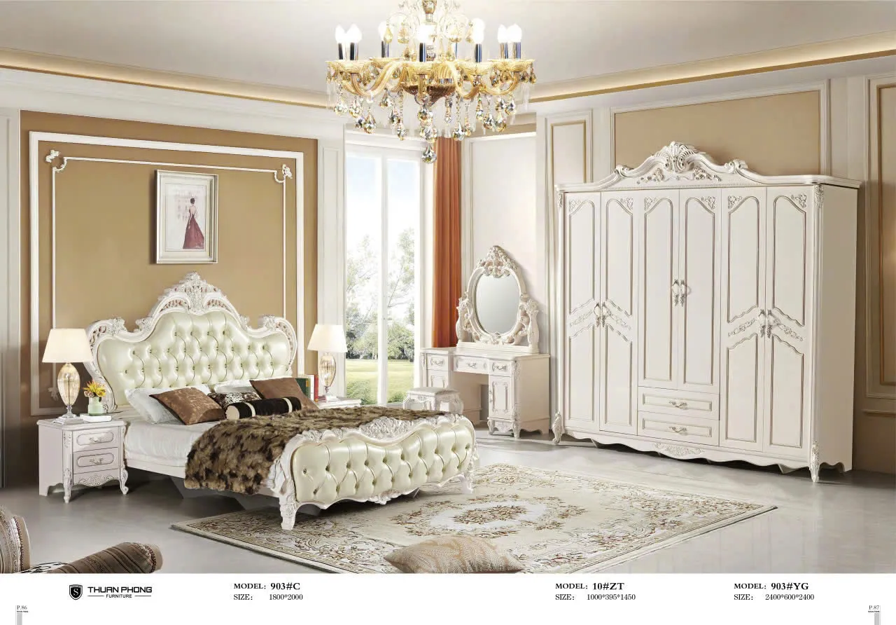 Combo Giường Tủ Bàn Trang Điểm Tân Cổ Điển Nhập Khẩu TP-903