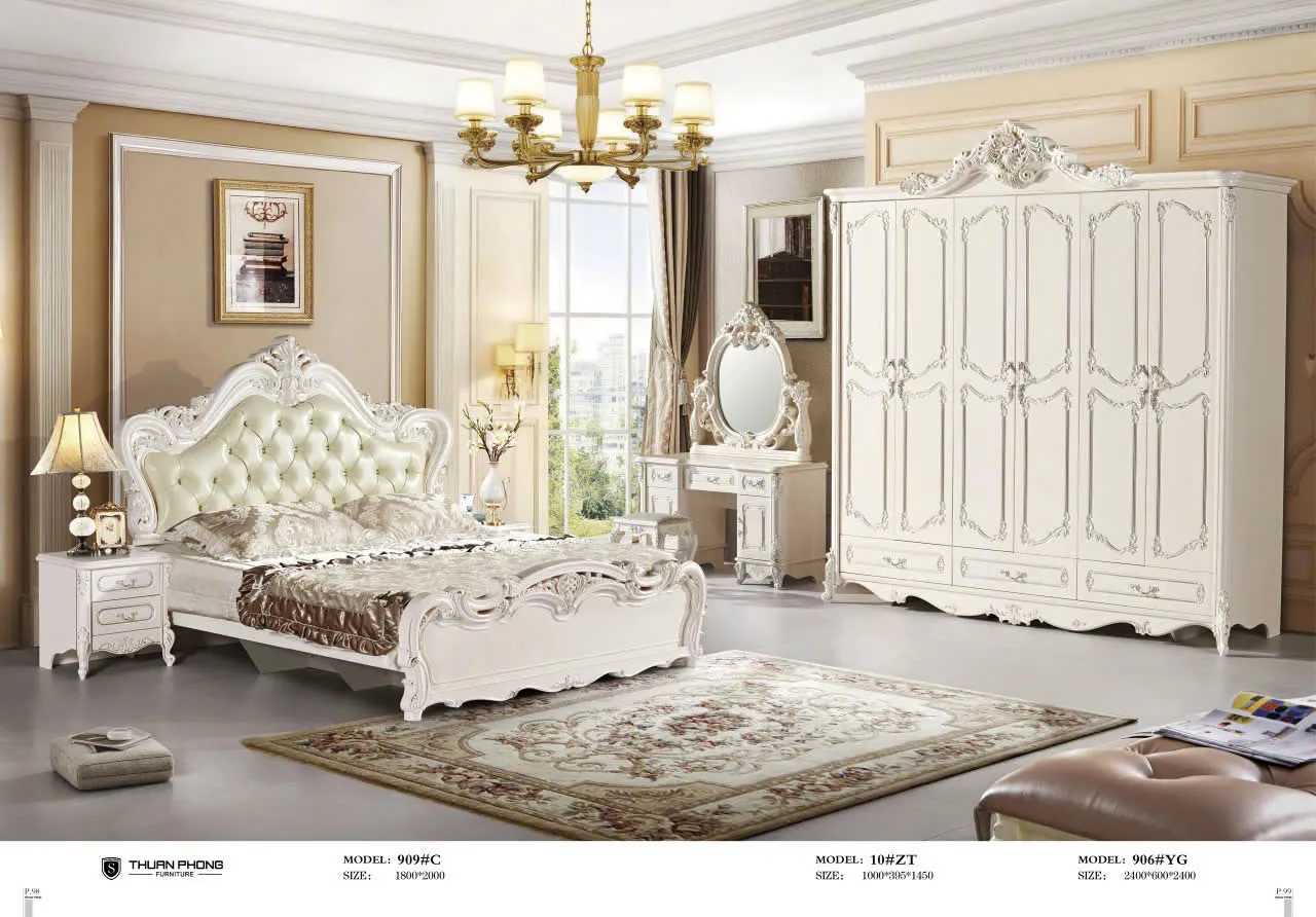 Combo Giường Tủ Bàn Trang Điểm Tân Cổ Điển Nhập Khẩu TP-909