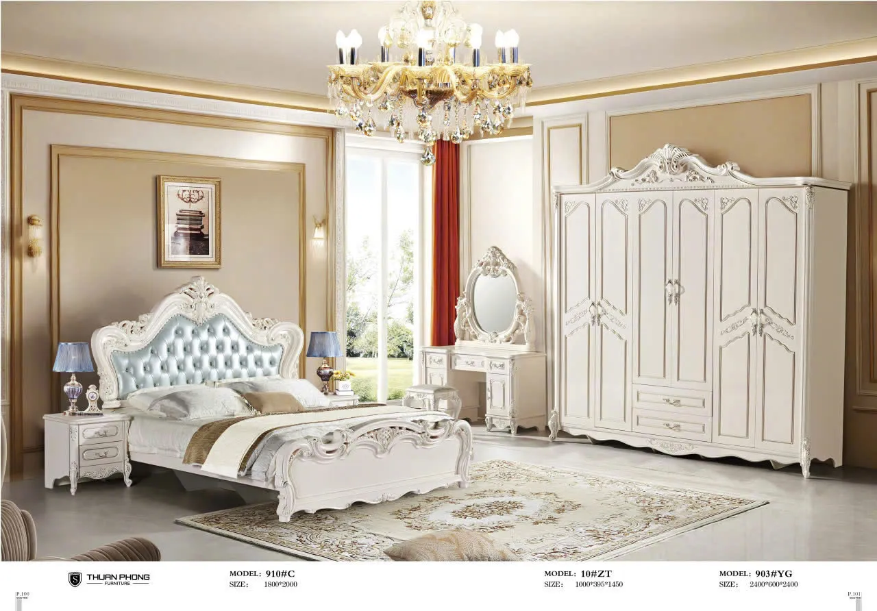 Combo Giường Tủ Bàn Trang Điểm Tân Cổ Điển Nhập Khẩu TP-910