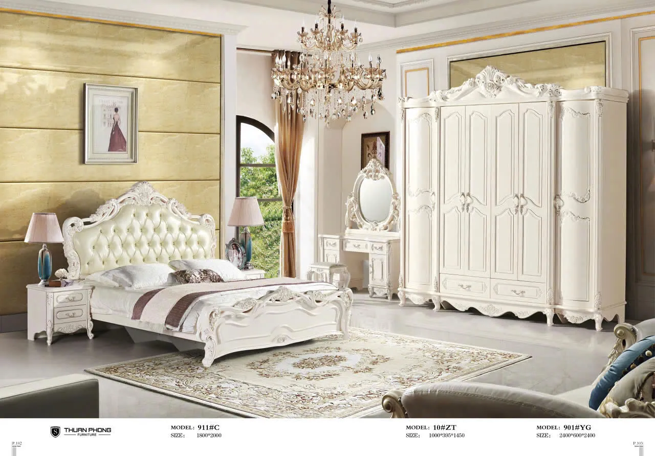 Combo Giường Tủ Bàn Trang Điểm Tân Cổ Điển Nhập Khẩu TP-911