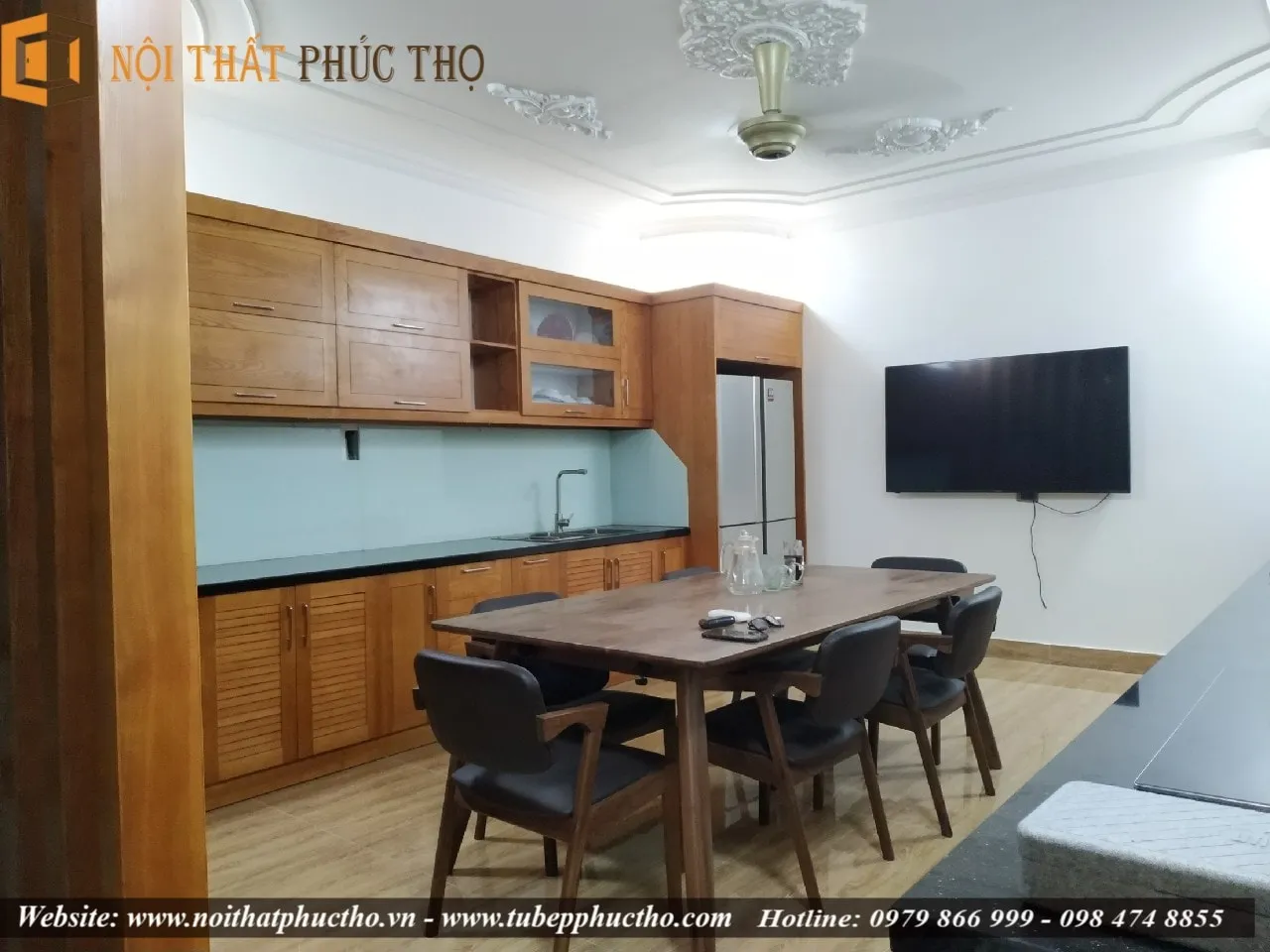 Công trình tủ bếp gỗ sồi Mỹ hoàn thiện