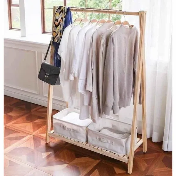 Giá treo quần áo gỗ chữ A 1 tầng đơn giản