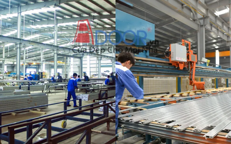 Xưởng sản xuất tủ bếp nhôm kính với máy CNC hiện đại