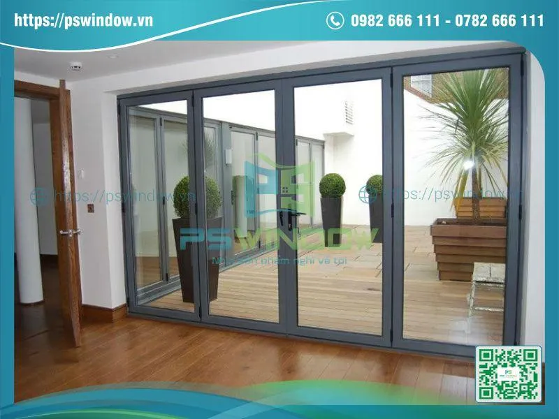 Cửa đi mở quay 2 cánh vách cố định