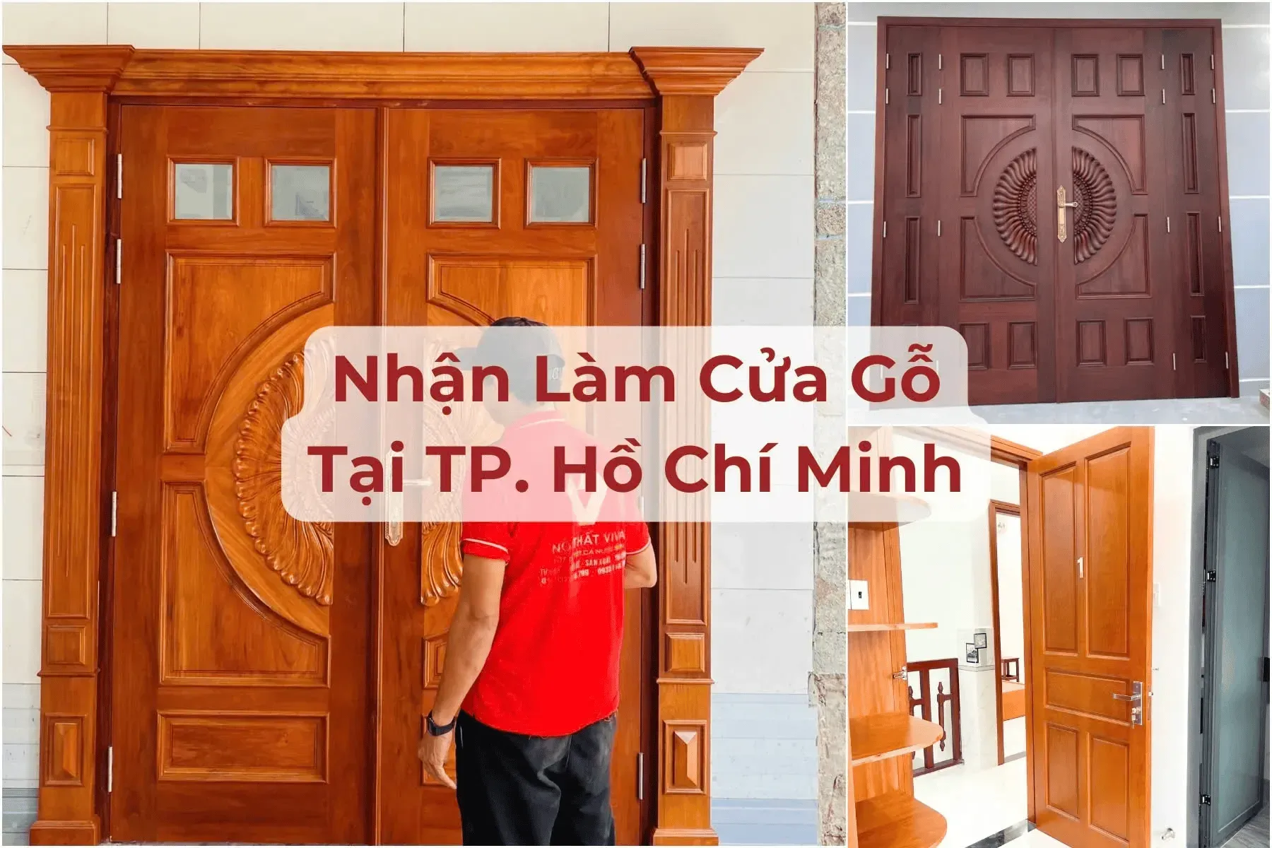 Cửa 4 cánh gỗ tự nhiên thiết kế