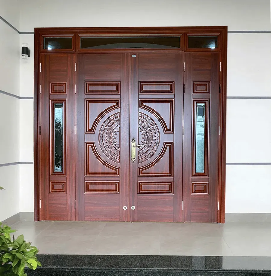 Cửa 4 cánh gỗ tự nhiên vân đẹp