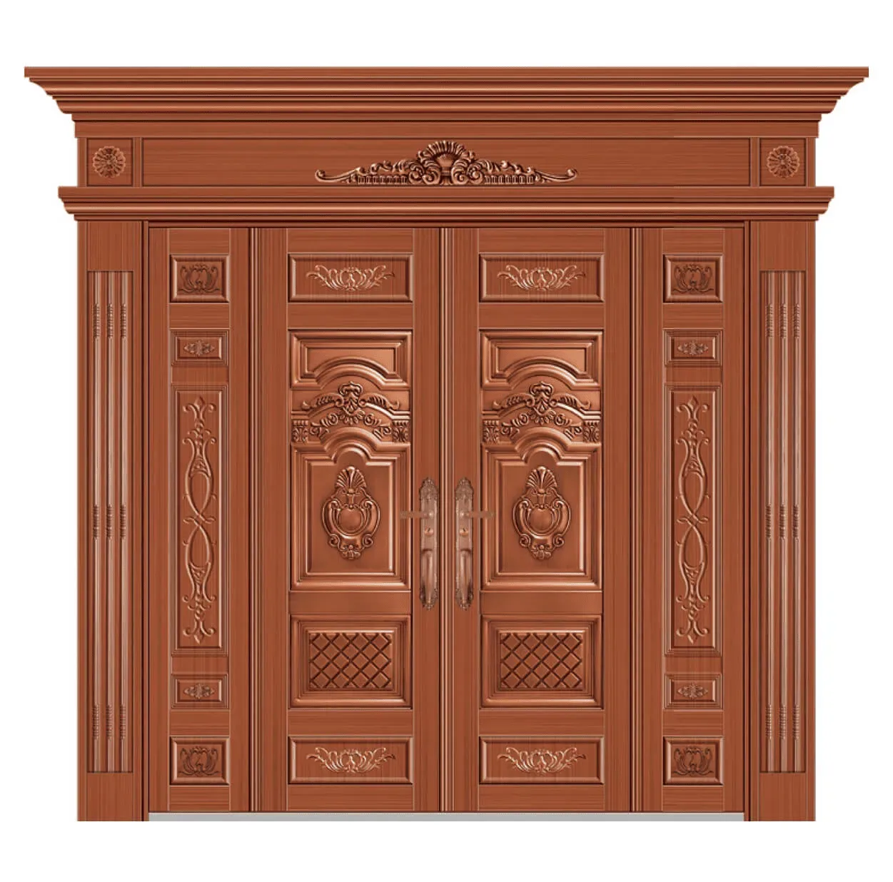 Cửa 4 cánh gỗ tự nhiên họa tiết