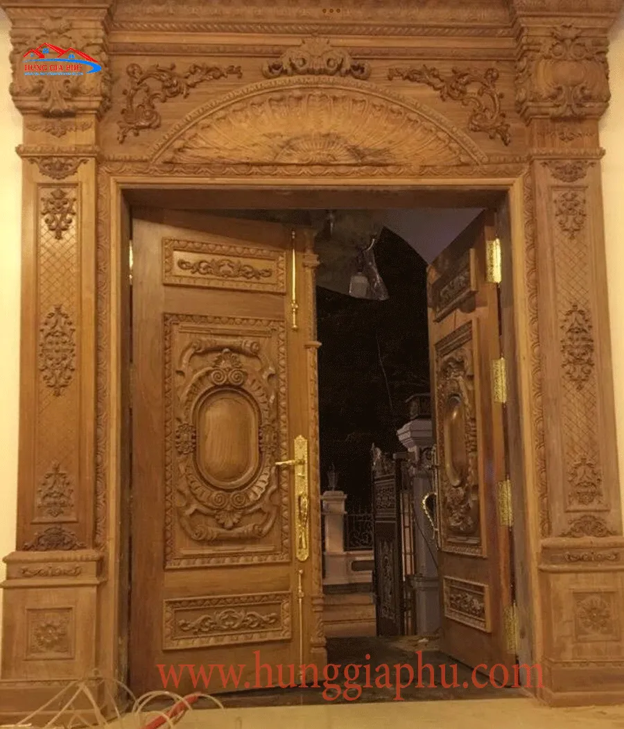 Cửa gỗ Gõ đỏ 2 cánh