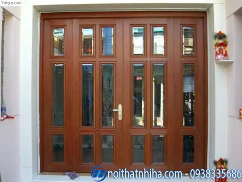 Mẫu cửa nhôm vân gỗ đông á đẹp với đường nét tinh xảo và chắc chắn