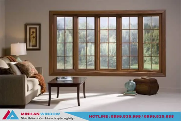 Mẫu Cửa sổ nhôm kính vân gỗ cao cấp chất lượng mẫu đẹp và cao cấp