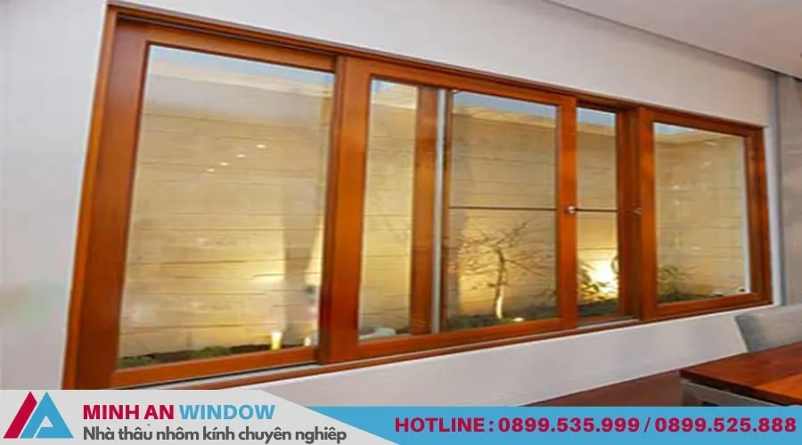 Cửa nhôm kính khung gỗ kính cường lực