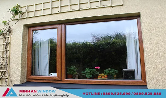 Mẫu Cửa sổ nhôm kính vân gỗ cao cấp đẹp nhất năm