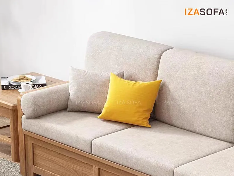 Đệm mút và vải bọc cao cấp của bộ sofa gỗ phòng khách ZG13