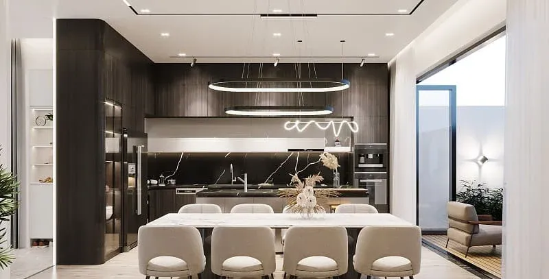 Mẫu đèn trang trí phòng bếp thả trần