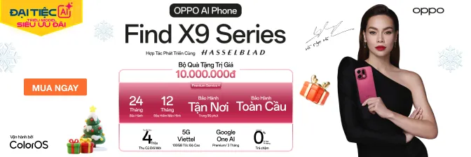 OPPO Find X9 Banner - Bộ Bàn Ghế Gõ Đỏ