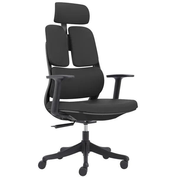 Ghế xoay văn phòng cao cấp FMX368TD màu đen, mô tả thiết kế công thái học