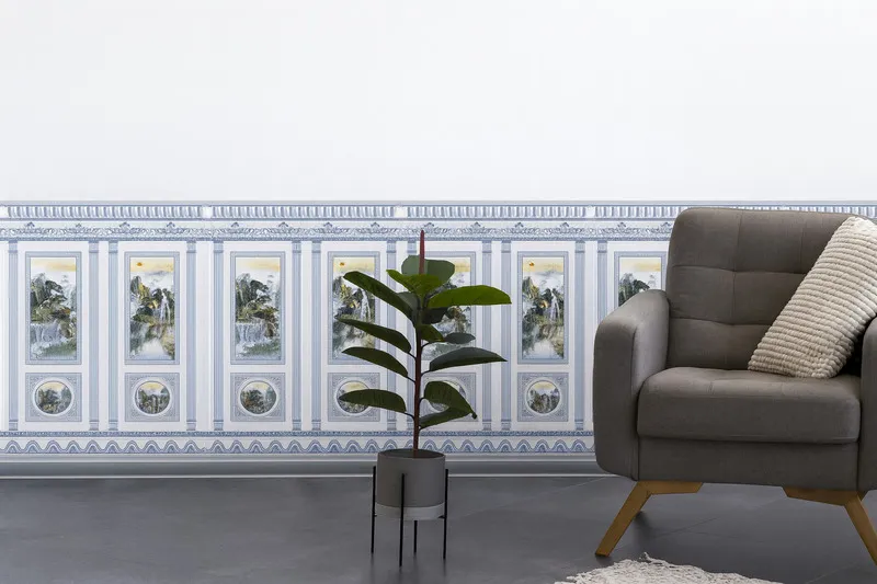 Gạch ốp chân tường họa tiết phong cảnh truyền thống Việt