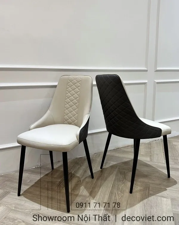 Ghế ăn bọc da hiện đại với đường nét bo tròn và lưng tựa thoải mái