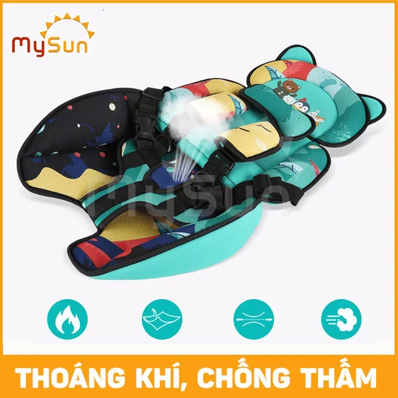 Ghế ngồi xe oto cho bé với chất liệu thoáng khí, chống thấm, phù hợp 4 mùa