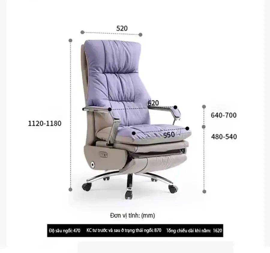 Ghế giám đốc cao cấp nhập khẩu phân loại theo kích thước