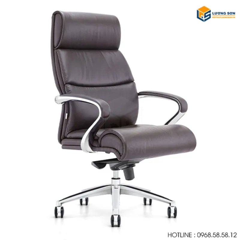 Alt text: Ghế giám đốc hiện đại có tựa lưng cao, bọc da công nghiệp cao cấp