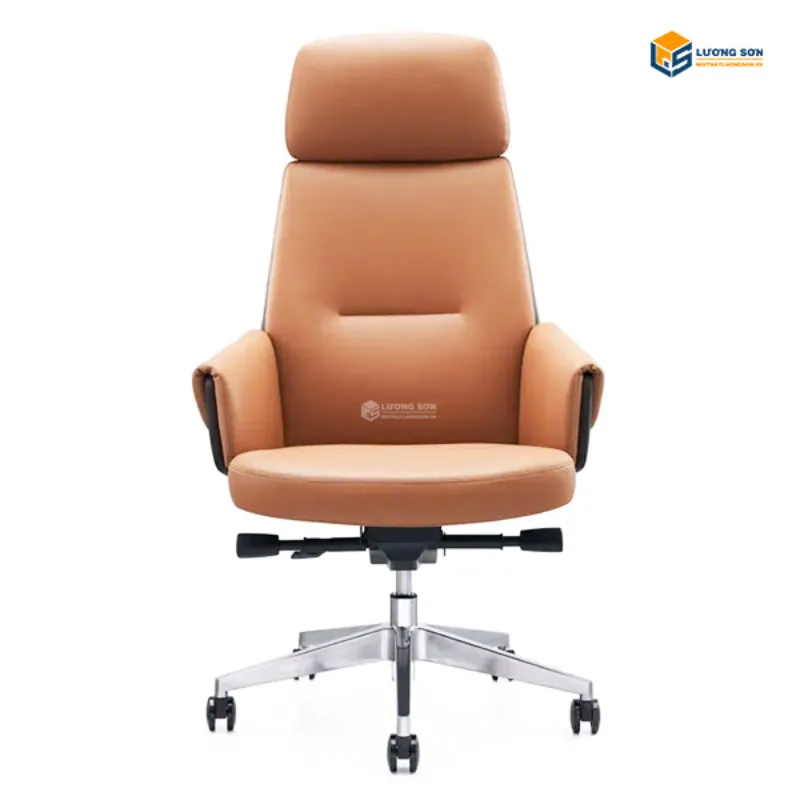 Alt text: Mẫu ghế giám đốc cao cấp bọc da full đen, thiết kế sang trọng, lịch lãm