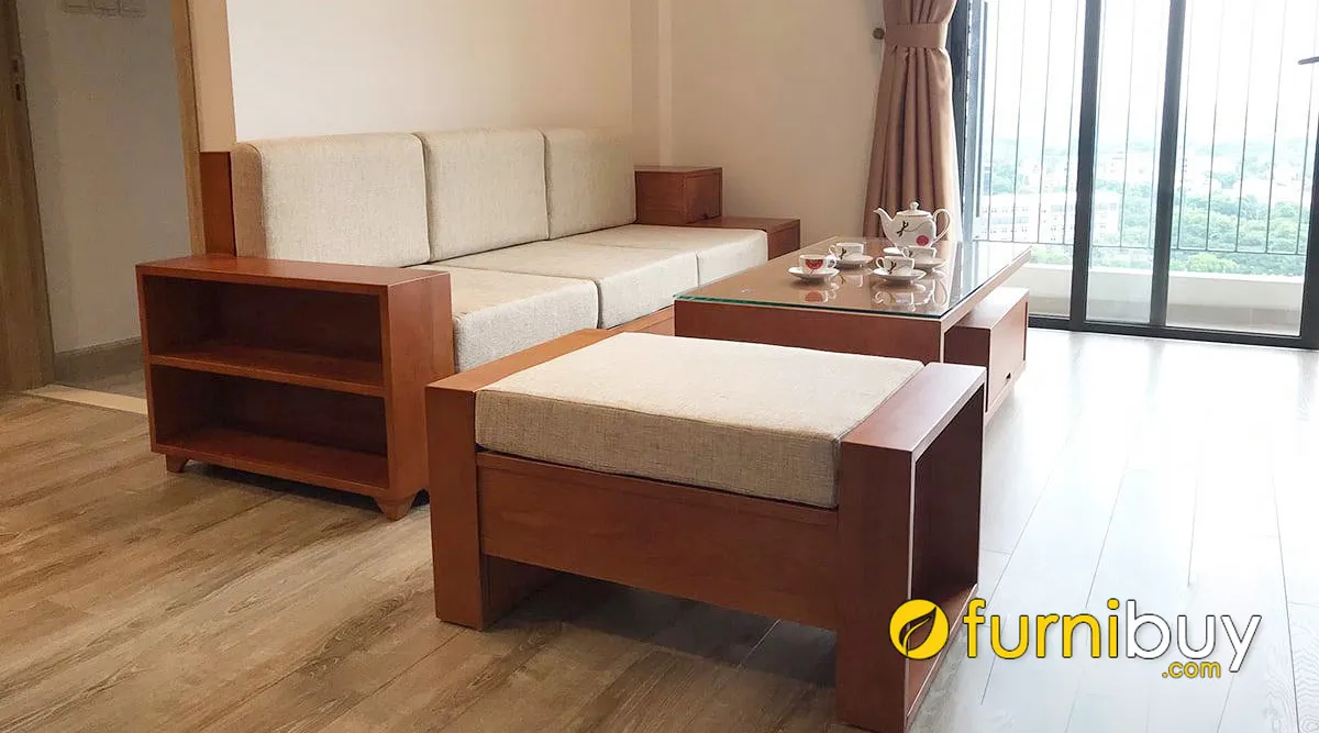 Ghế văng gỗ dài được nhiều gia đình lựa chọn kê phòng khách hiện đại