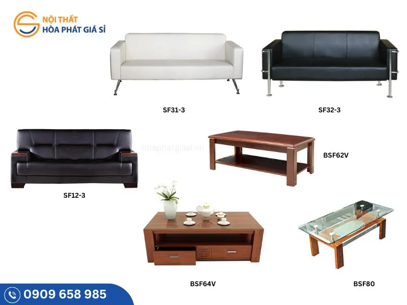 Bộ sofa đôi và bàn trà tiếp khách tạo không gian đẳng cấp, chuyên nghiệp