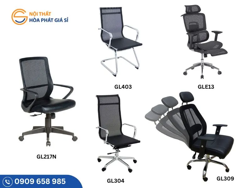 Ghế tựa lưới đa dạng mẫu chân, đáp ứng mọi nhu cầu sử dụng