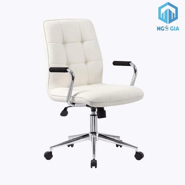Ghế xoay màu trắng bọc nệm cao cấp