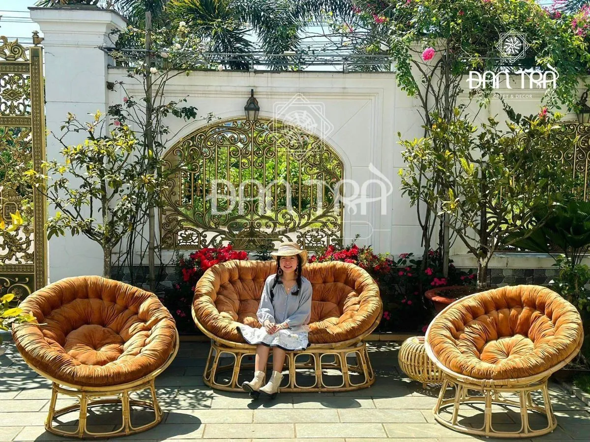 Ghế Mamasan dễ kết hợp với các đồ dùng mây tre khác