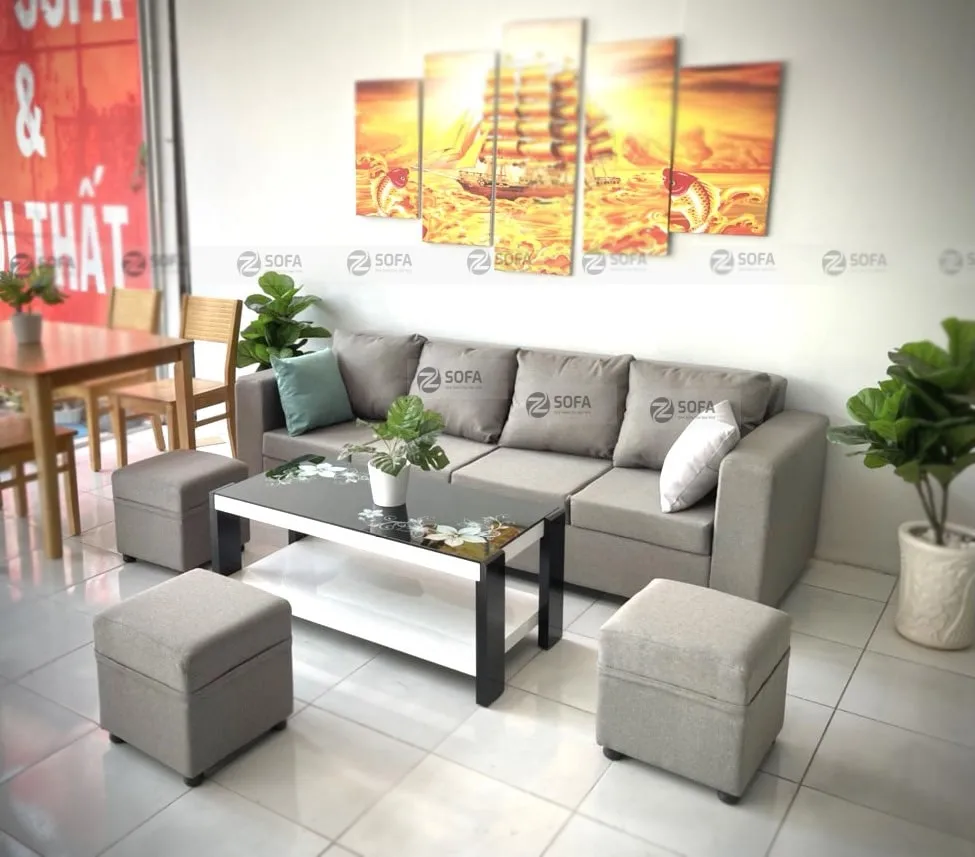 Bộ bàn ghế sa lông nệm giá rẻ hiện đại cho phòng khách nhỏ