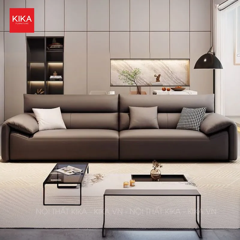 Ghế sofa bọc da bò Ý cao cấp chân bệt