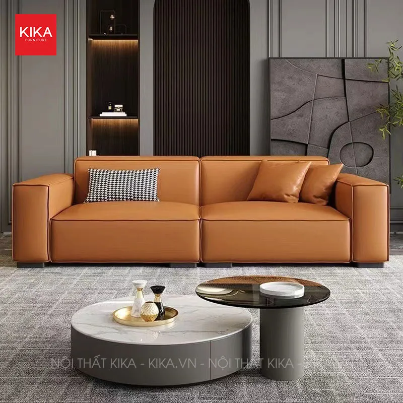 Ghế sofa bọc da bò Ý cao cấp đệm mút dày