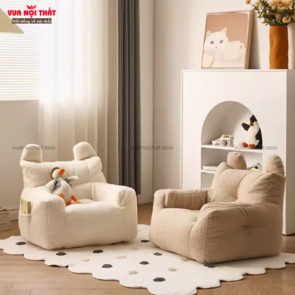Ghế sofa đơn cho bé ngồi đọc sách giá rẻ GL57 với thiết kế mô phỏng tai gấu dễ thương