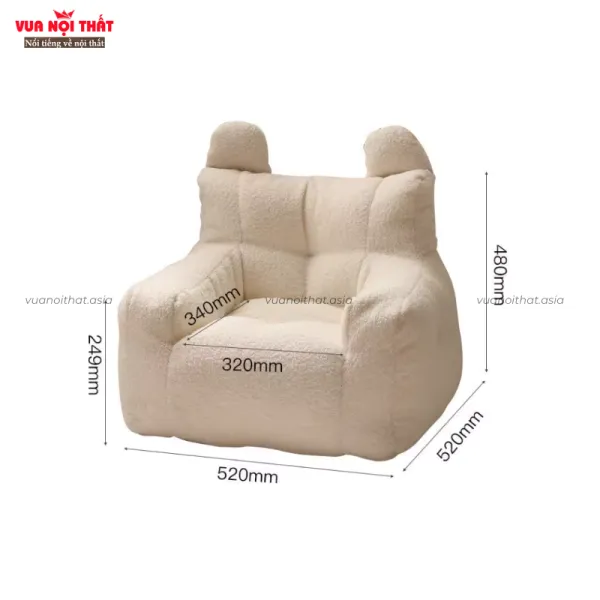 Kích thước ghế sofa thư giãn cho trẻ em GL57 với các số liệu chuẩn, phù hợp với không gian nhỏ