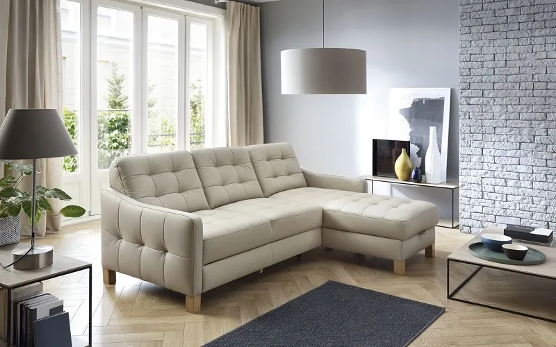 Sofa góc giúp tận dụng không gian hiệu quả, thích hợp cho phòng khách vừa và lớn