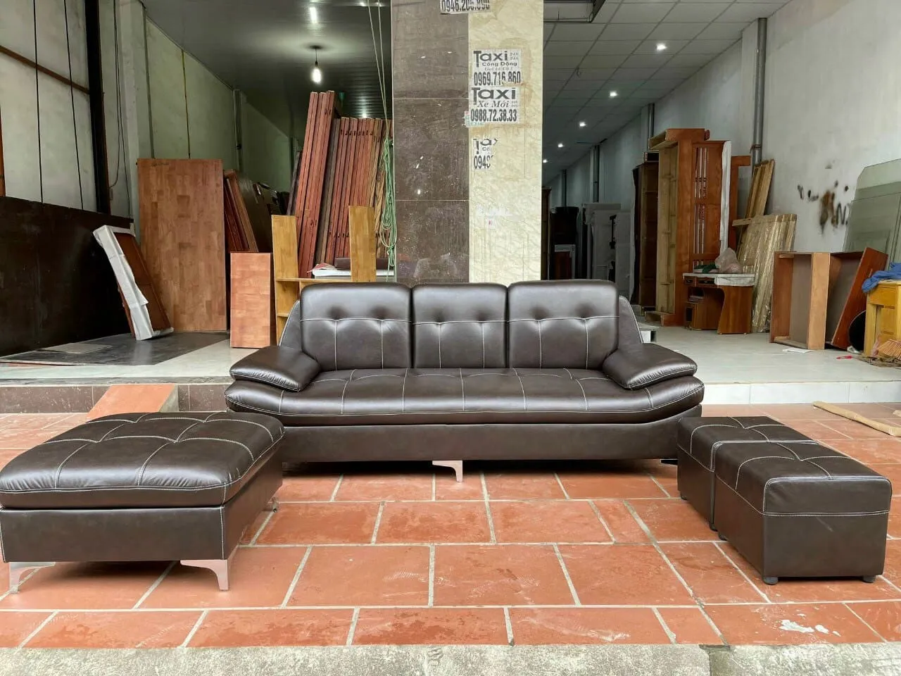 Ghế sofa văng dài hiện đại bọc da cao cấp