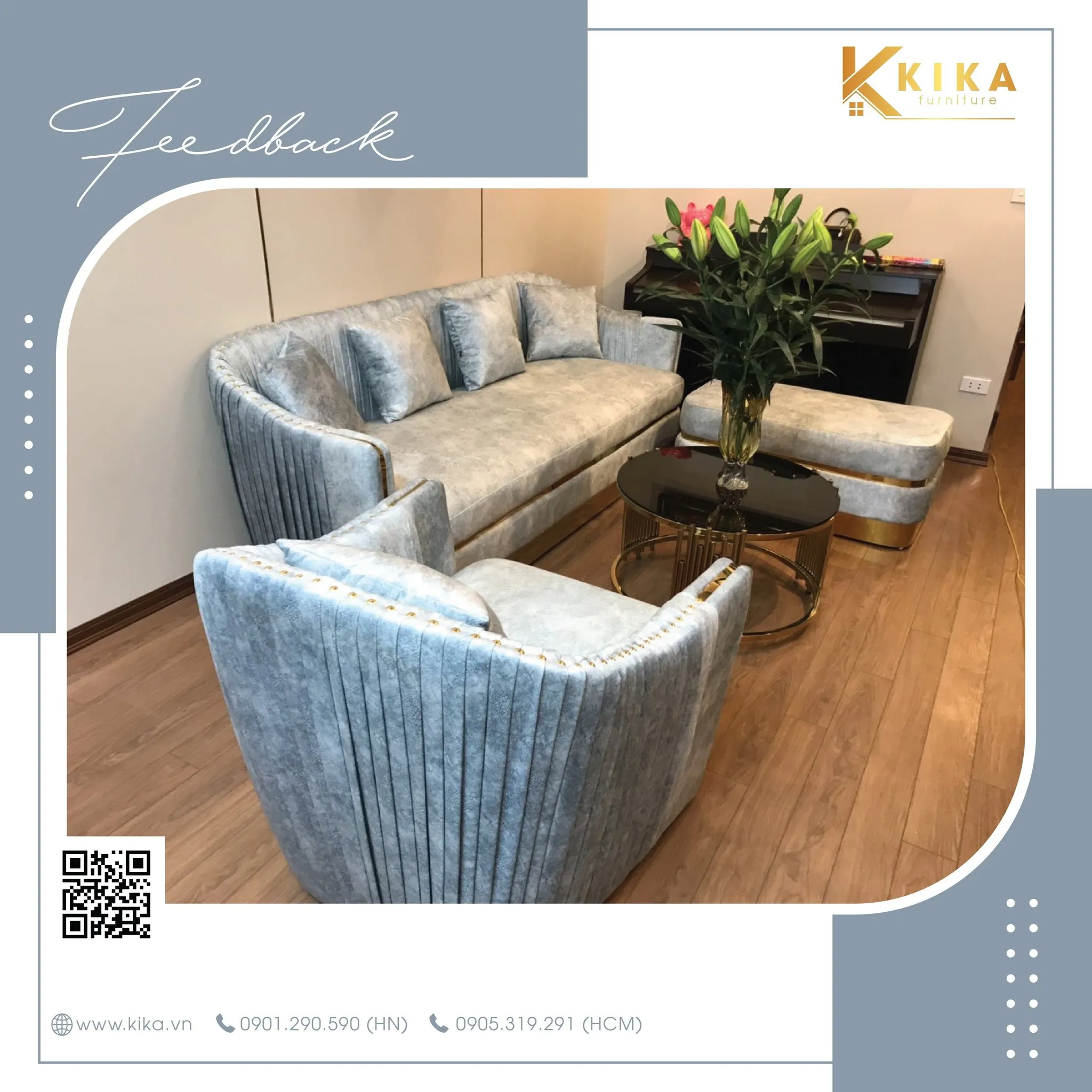 Bộ ghế sofa tân cổ điển bọc nỉ cao cấp, kiểu dáng văng